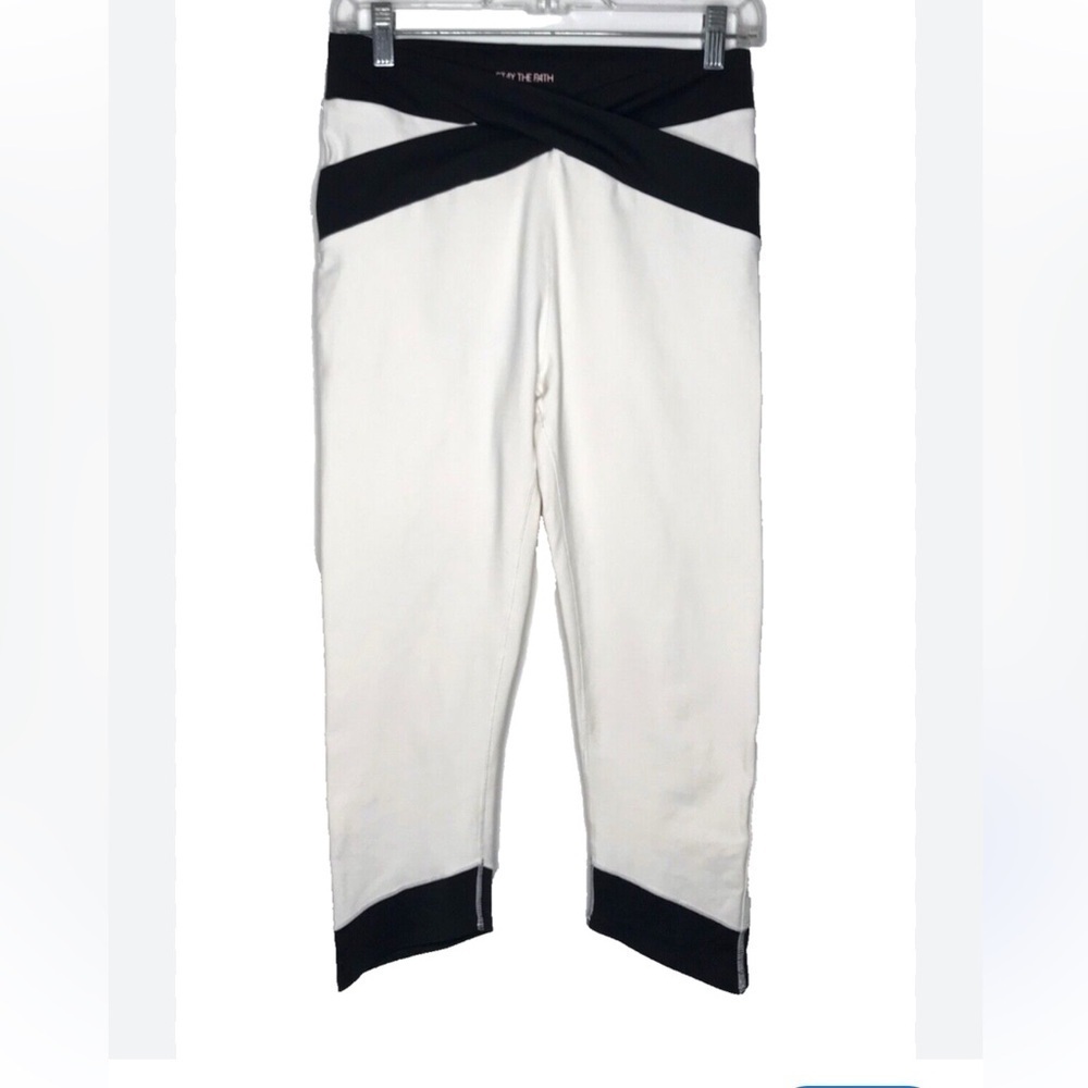 Calia High Rise Capri Pants Stay The Path XL Cream Black NWT